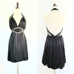 Lemon Tree Black Backless Party Cocktail Dress, L